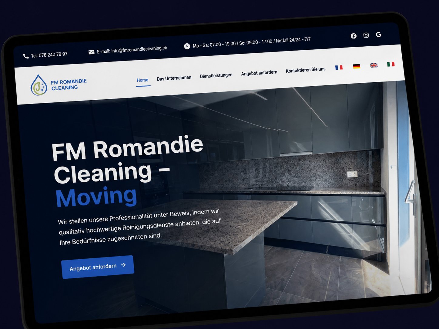 FM Romandie Cleaning – Webdesign Projekt NEXORA